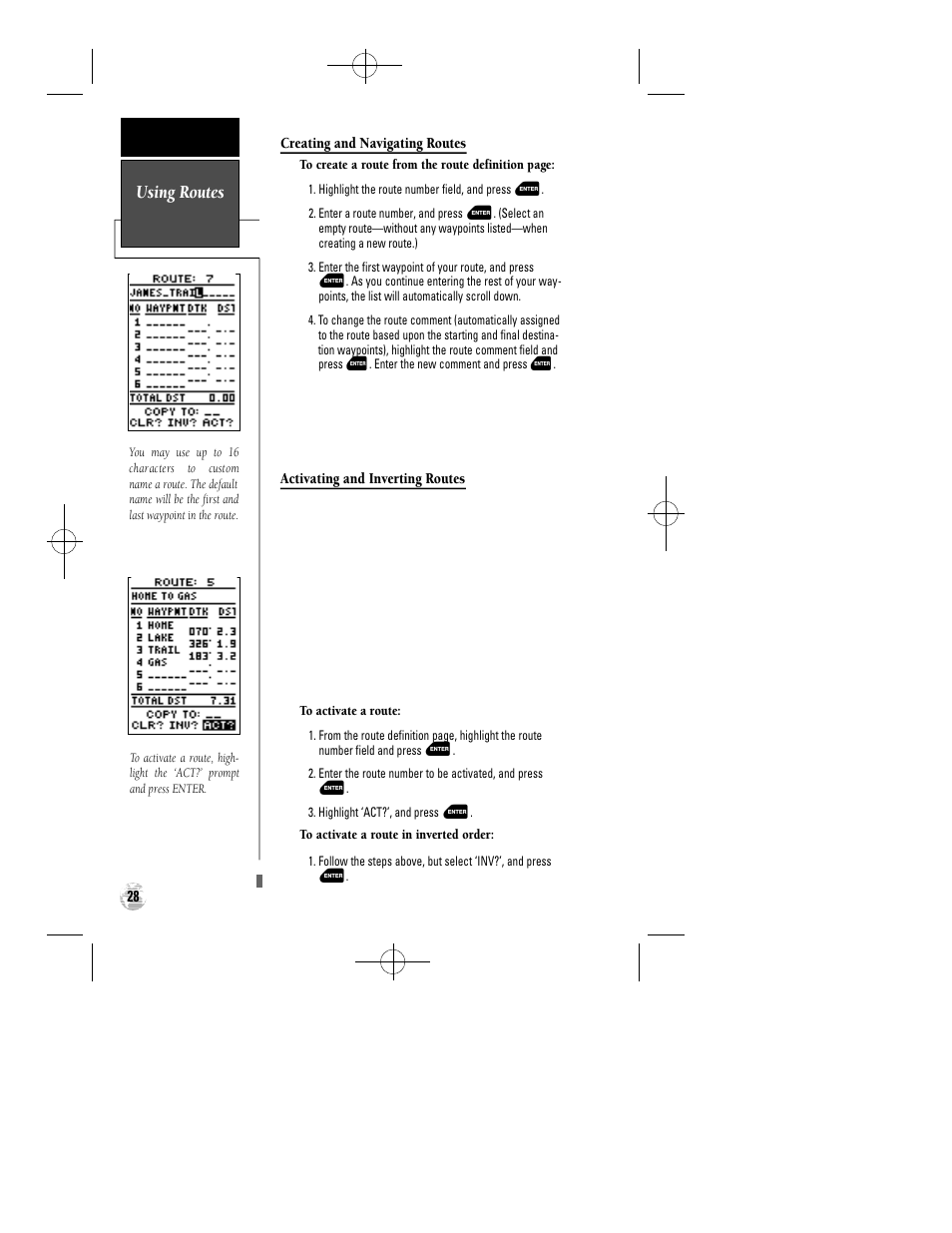 Using routes | Garmin GPS 12 User Manual | Page 32 / 66