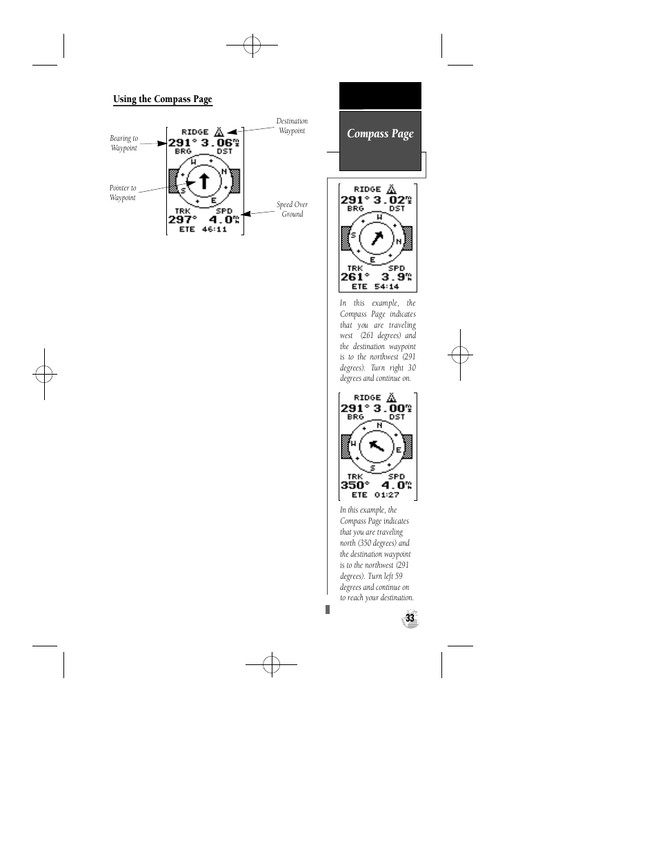 Compass page | Garmin GPS 12 User Manual | Page 37 / 66