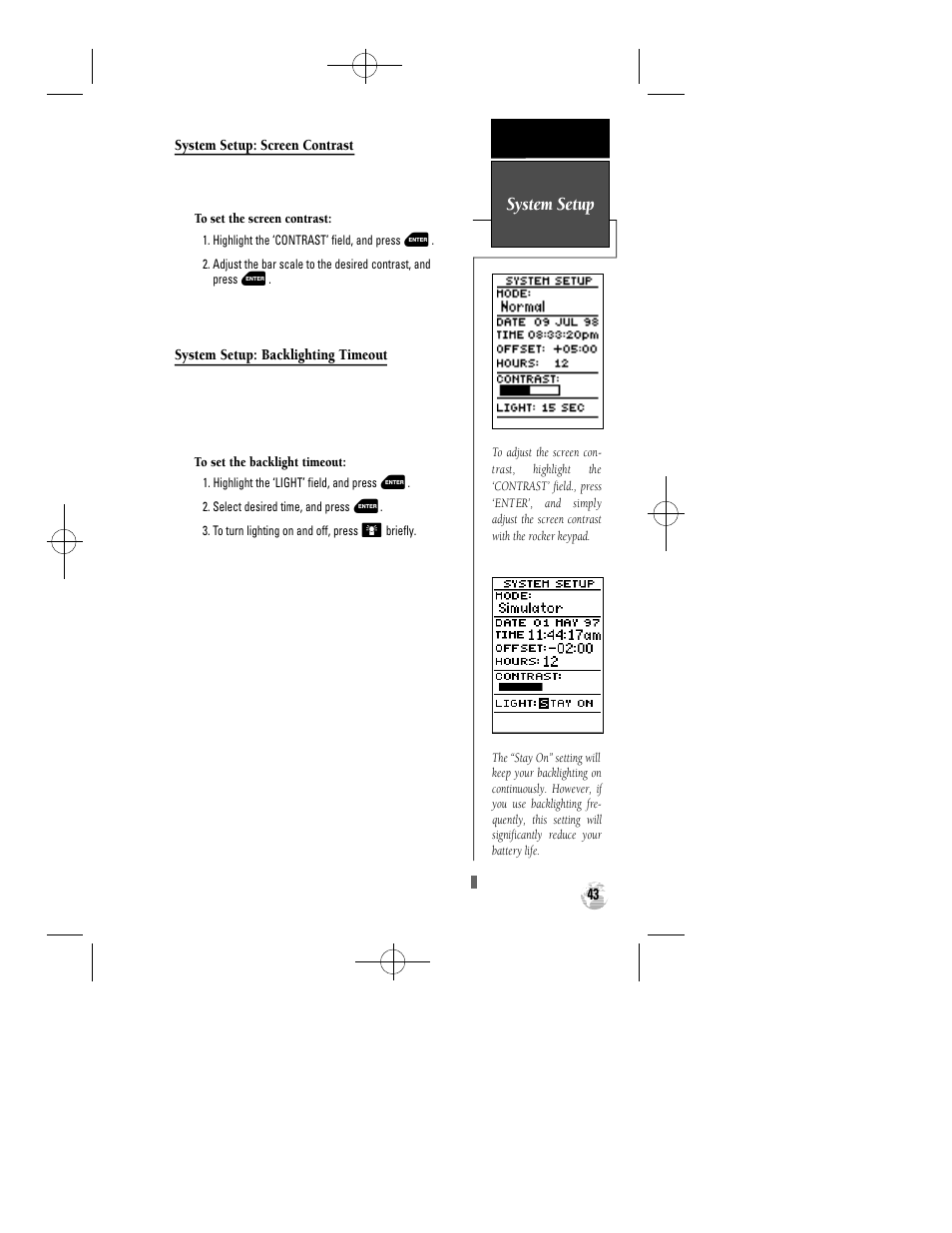 System setup | Garmin GPS 12 User Manual | Page 47 / 66