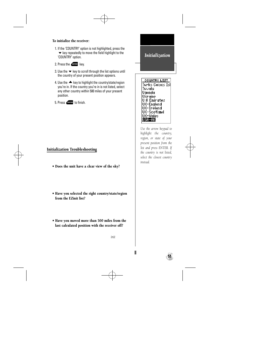 Initialization | Garmin GPS 12 User Manual | Page 55 / 66