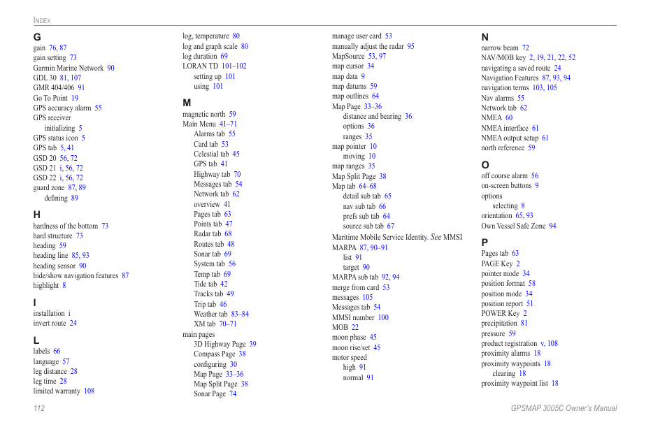 Garmin GPSMAP 3005C User Manual | Page 120 / 124