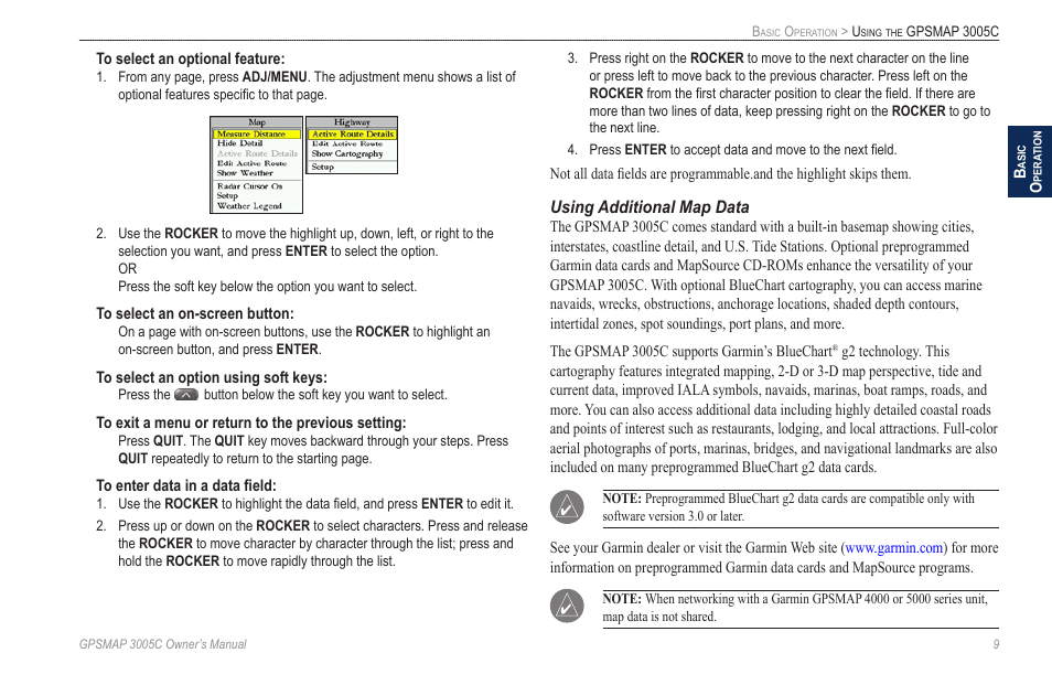 Using additional map data | Garmin GPSMAP 3005C User Manual | Page 17 / 124