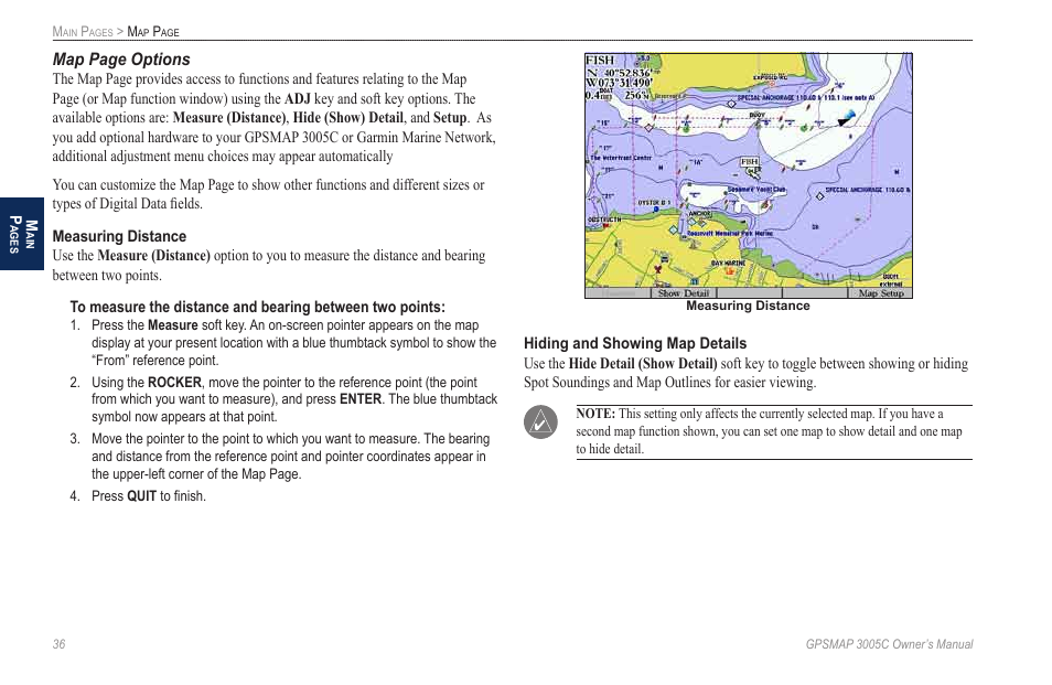 Map page options | Garmin GPSMAP 3005C User Manual | Page 44 / 124