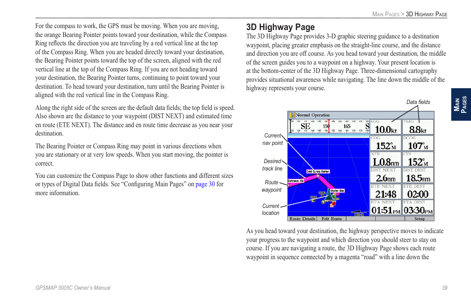 3d highway page | Garmin GPSMAP 3005C User Manual | Page 47 / 124