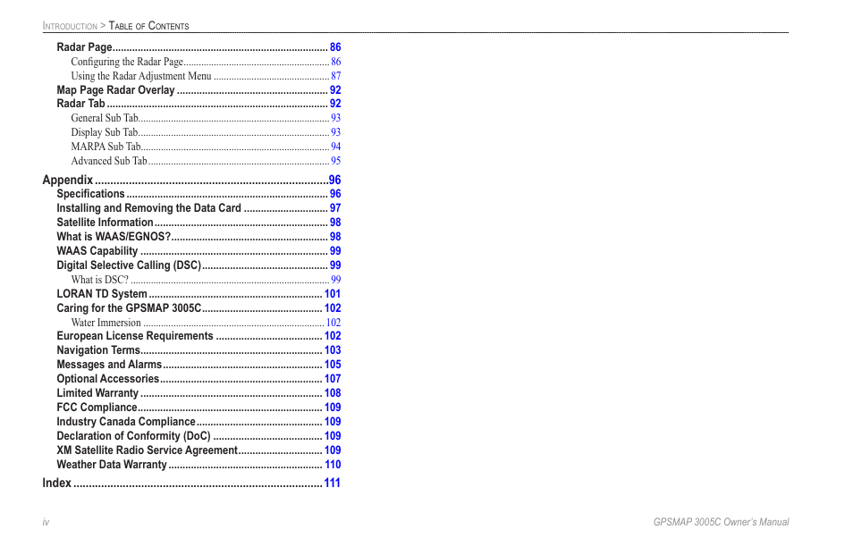 Garmin GPSMAP 3005C User Manual | Page 6 / 124