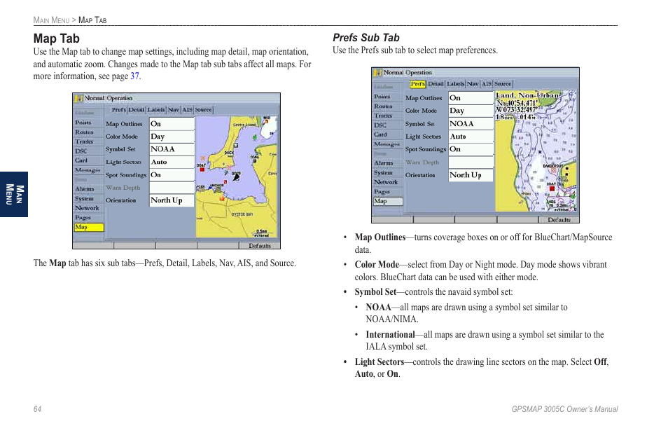 Map tab | Garmin GPSMAP 3005C User Manual | Page 72 / 124