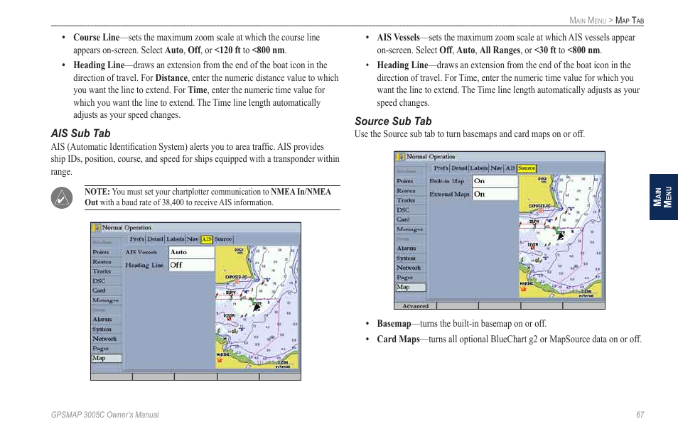 Ais sub tab | Garmin GPSMAP 3005C User Manual | Page 75 / 124