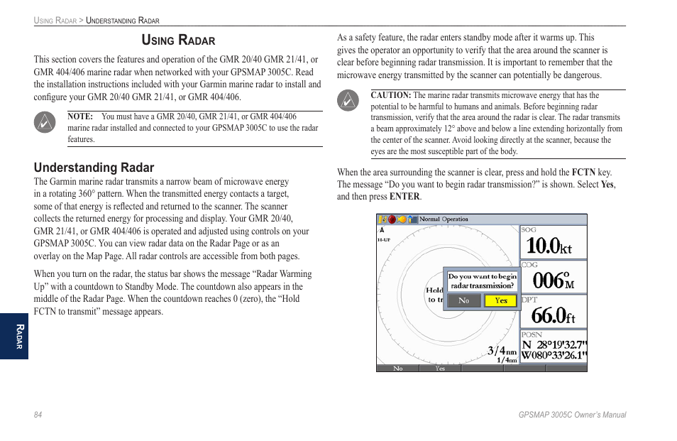 Using radar, Understanding radar | Garmin GPSMAP 3005C User Manual | Page 92 / 124