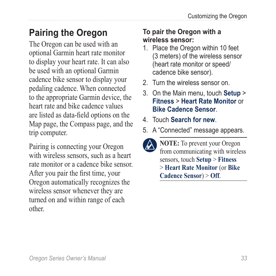 Pairing the oregon | Garmin Oregon 400t User Manual | Page 41 / 56