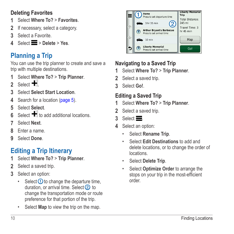 Planning a trip, Editing a trip itinerary | Garmin nuvi 2580TV User Manual | Page 14 / 36