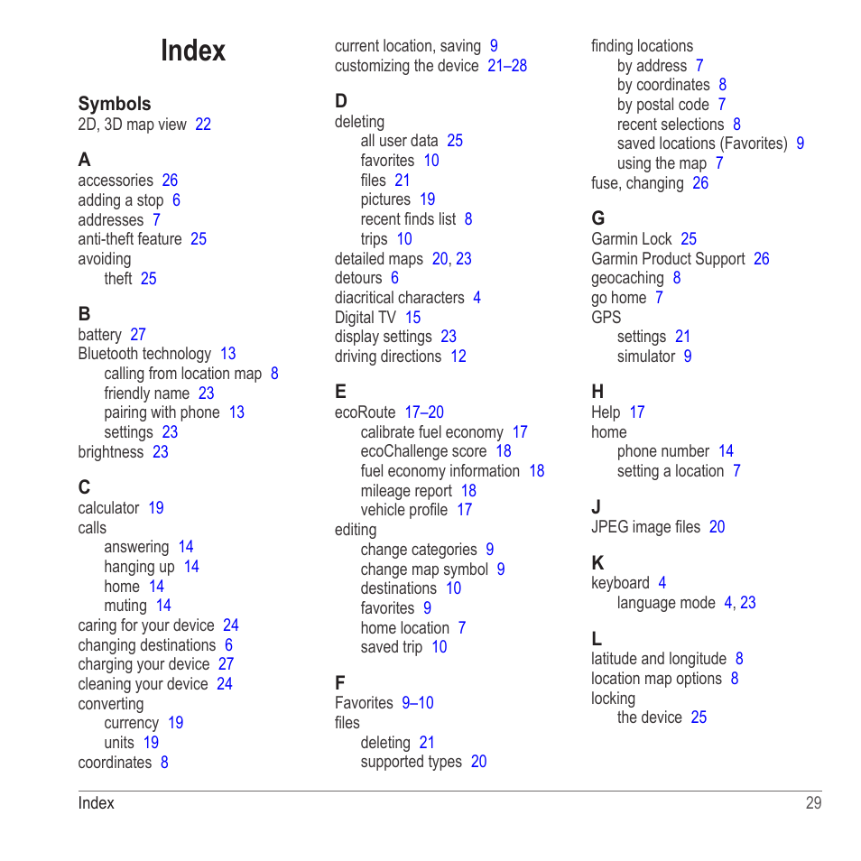 Index | Garmin nuvi 2580TV User Manual | Page 33 / 36