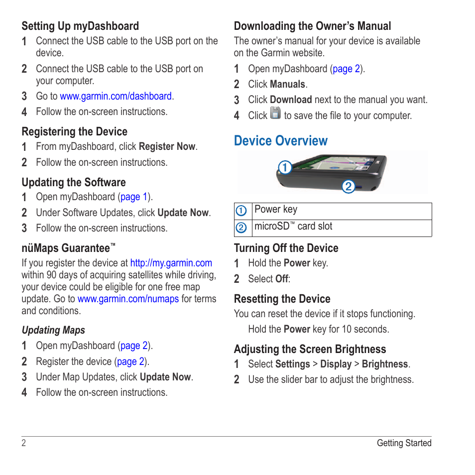 Device overview | Garmin nuvi 2580TV User Manual | Page 6 / 36