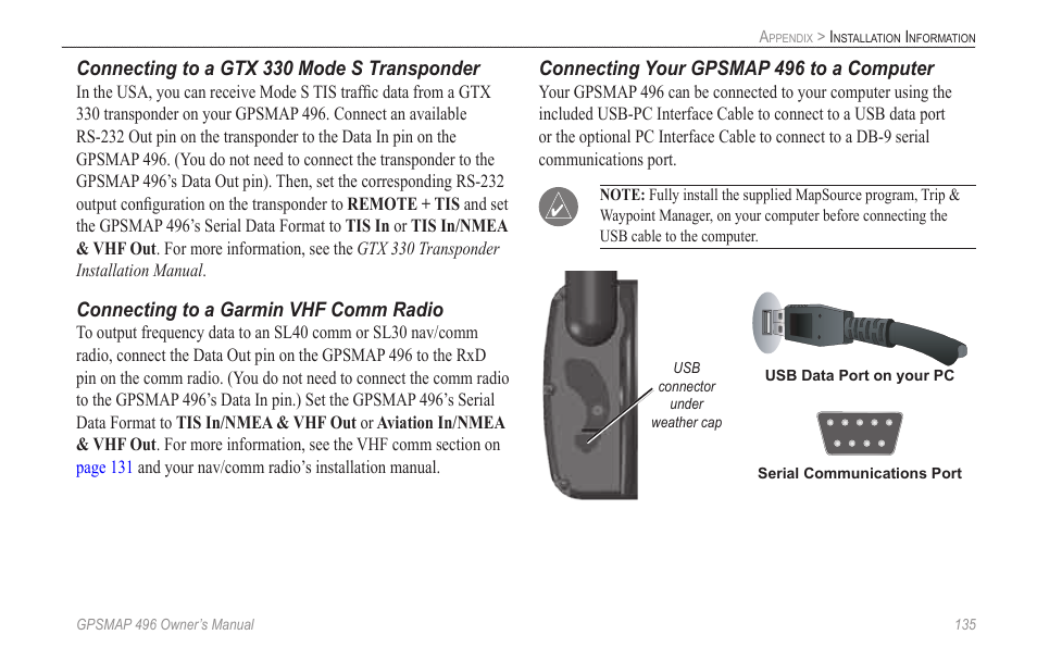 Garmin GPSMAP 496 User Manual | Page 143 / 164