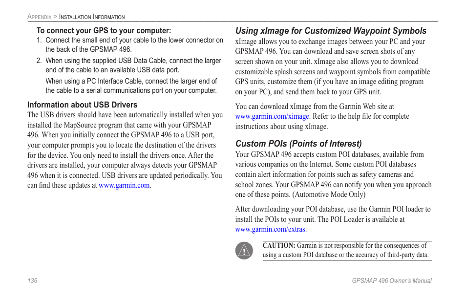 Garmin GPSMAP 496 User Manual | Page 144 / 164