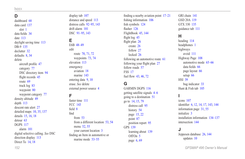 Garmin GPSMAP 496 User Manual | Page 160 / 164