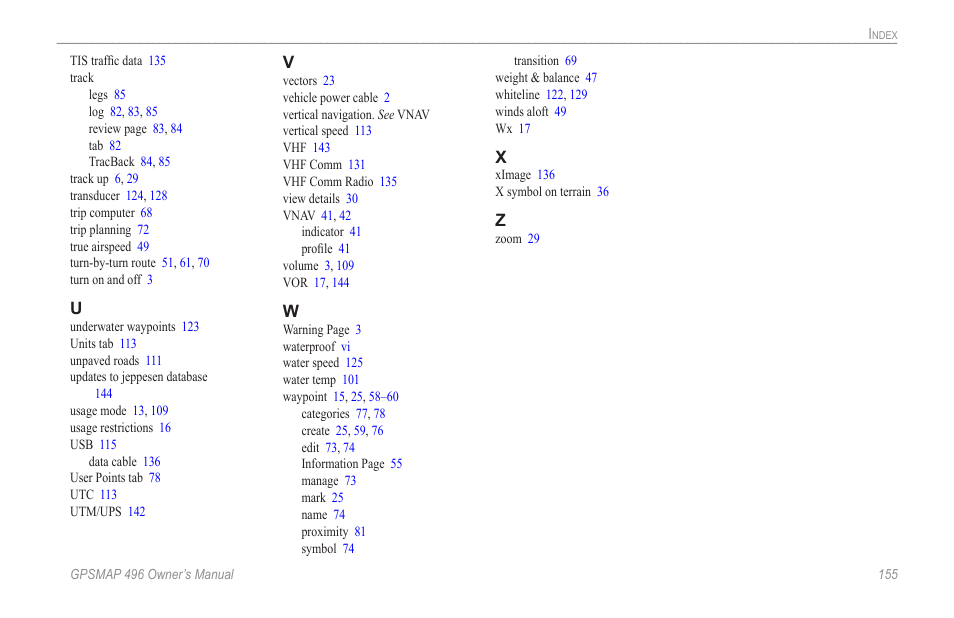 Garmin GPSMAP 496 User Manual | Page 163 / 164