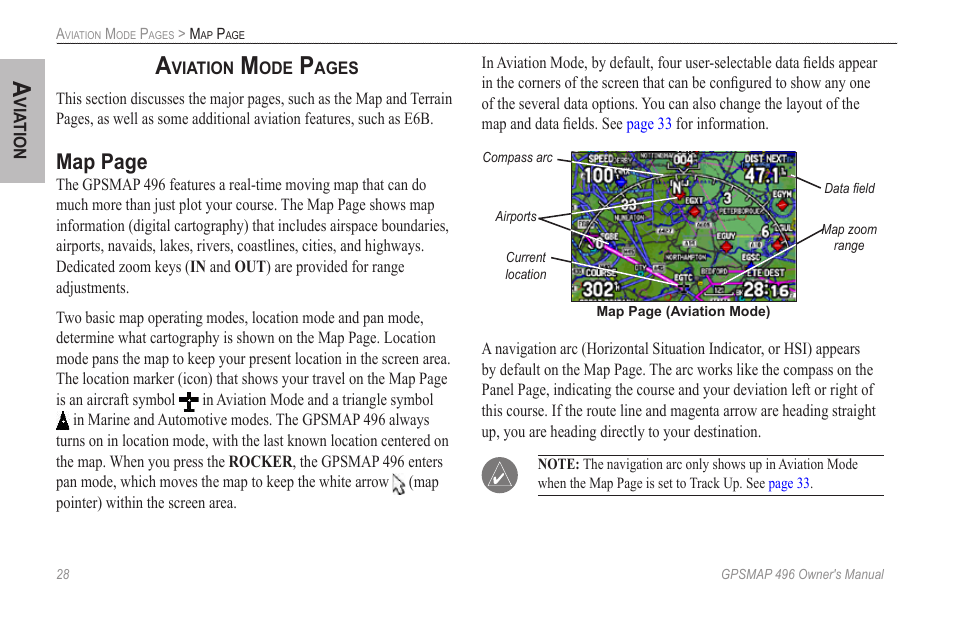 Map page | Garmin GPSMAP 496 User Manual | Page 36 / 164