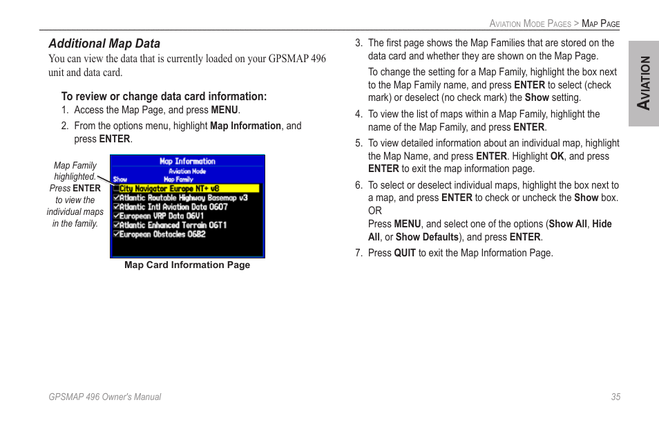 Additional map data | Garmin GPSMAP 496 User Manual | Page 43 / 164