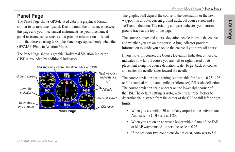 Beginning on, Panel page | Garmin GPSMAP 496 User Manual | Page 47 / 164