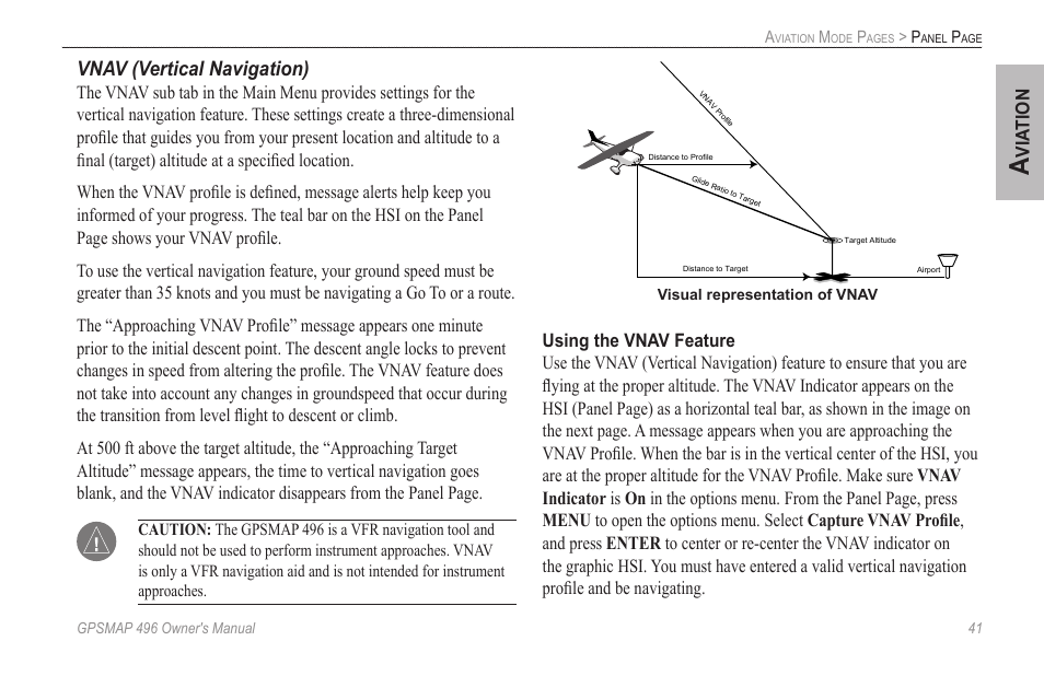 Vnav (vertical navigation) | Garmin GPSMAP 496 User Manual | Page 49 / 164