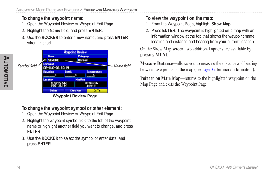 Garmin GPSMAP 496 User Manual | Page 82 / 164