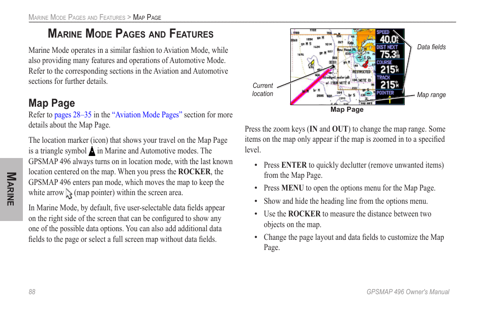 Map page | Garmin GPSMAP 496 User Manual | Page 96 / 164