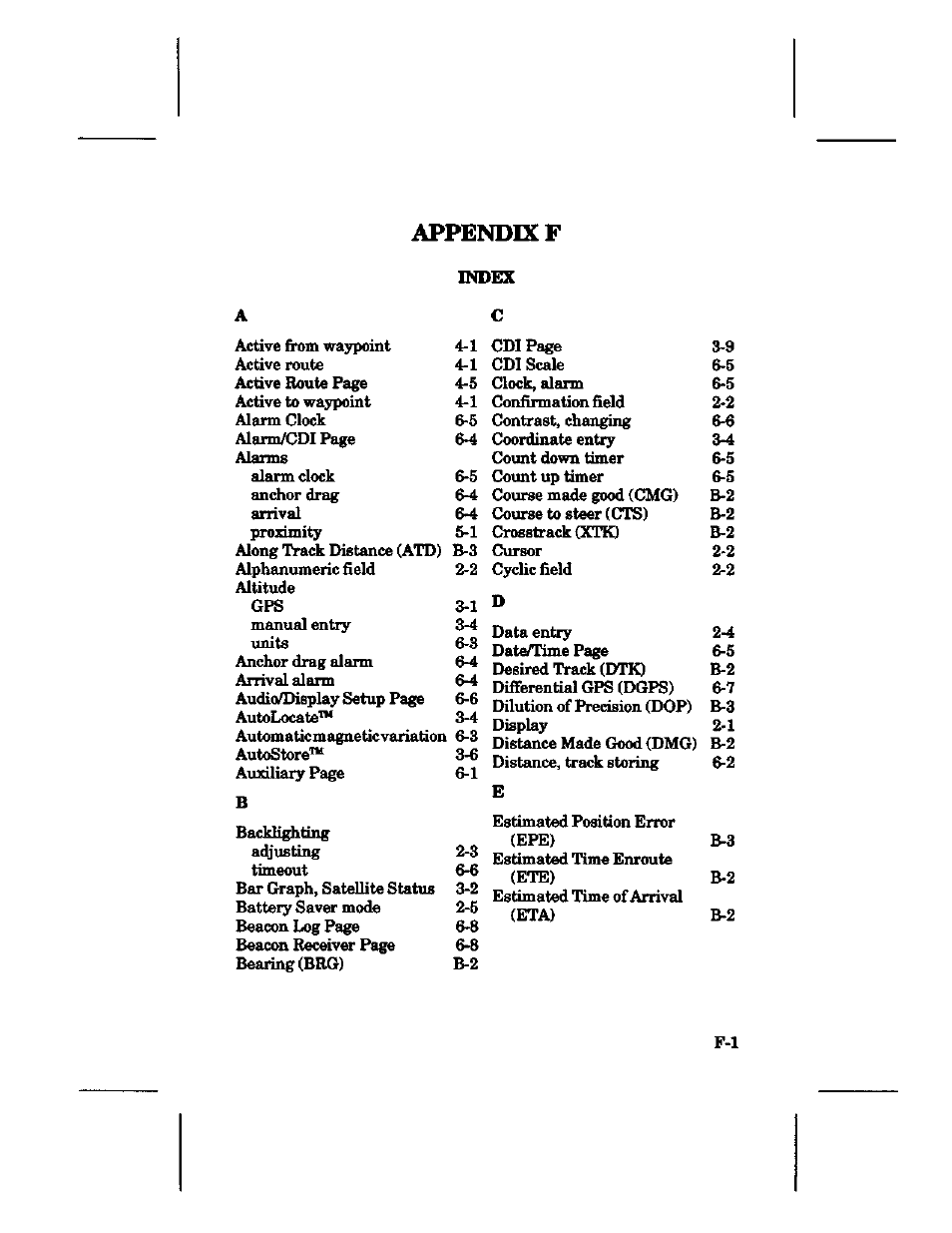 Appendix f | Garmin GPS 65 User Manual | Page 73 / 76