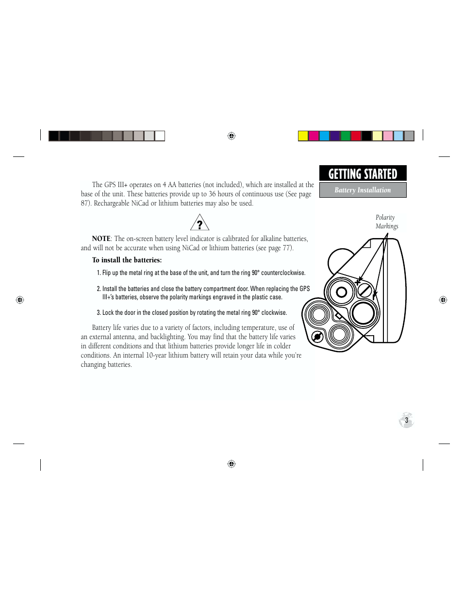 Getting started | Garmin GPS III Plus User Manual | Page 13 / 114