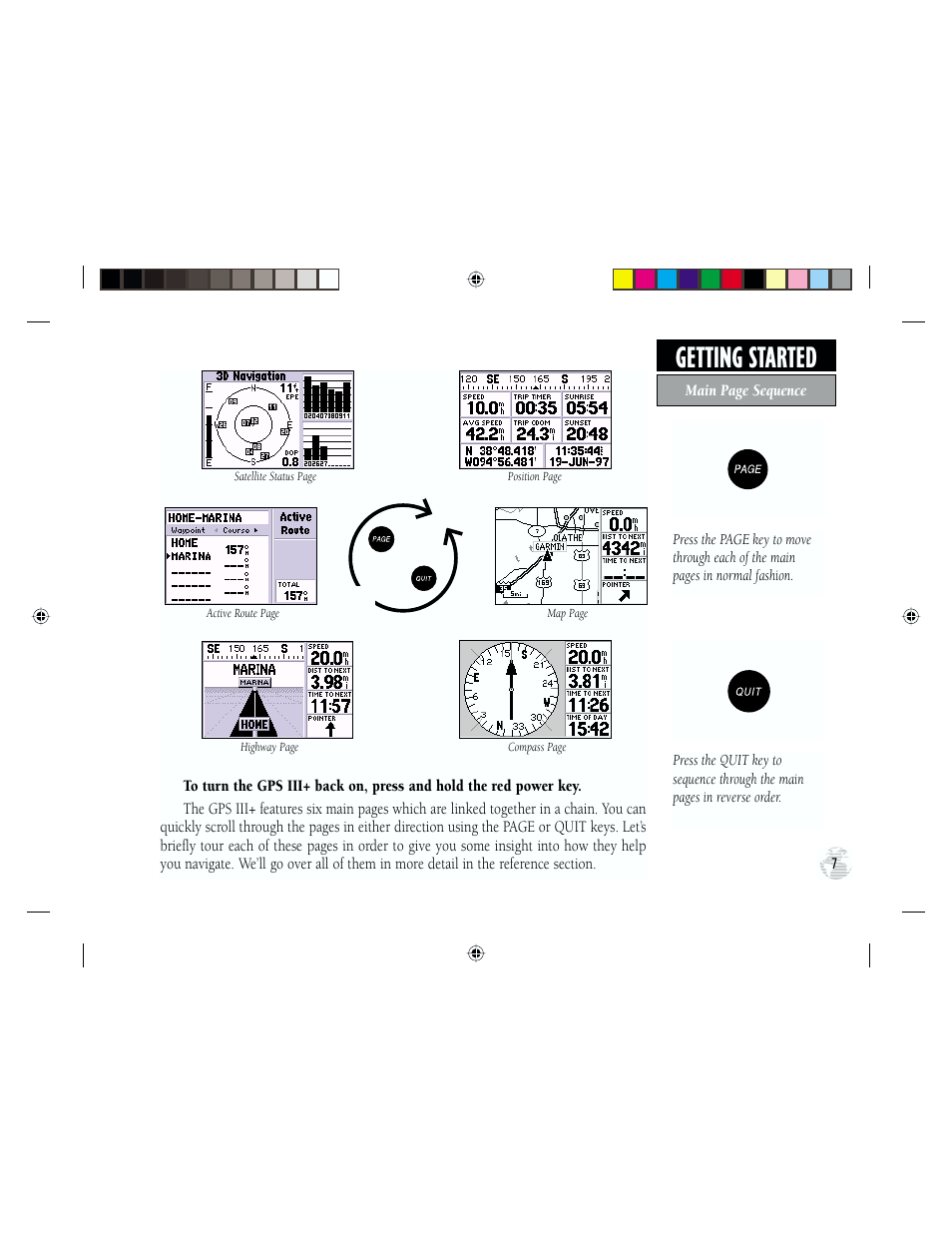 Getting started | Garmin GPS III Plus User Manual | Page 17 / 114