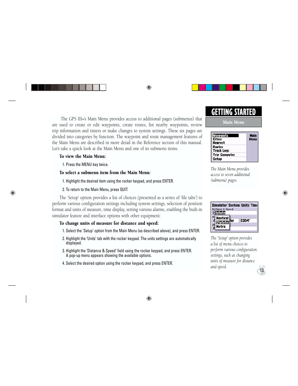 Getting started | Garmin GPS III Plus User Manual | Page 23 / 114