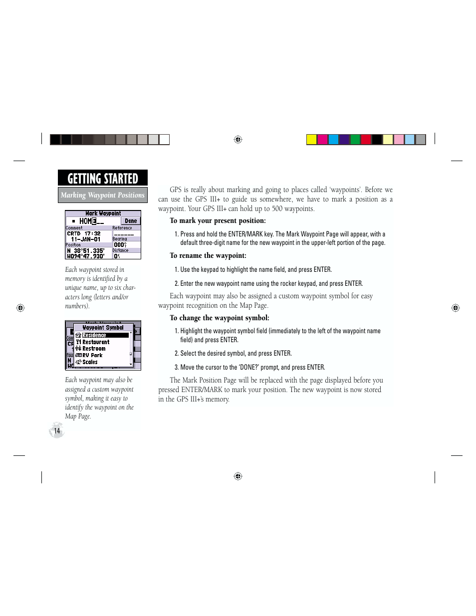 Getting started | Garmin GPS III Plus User Manual | Page 24 / 114