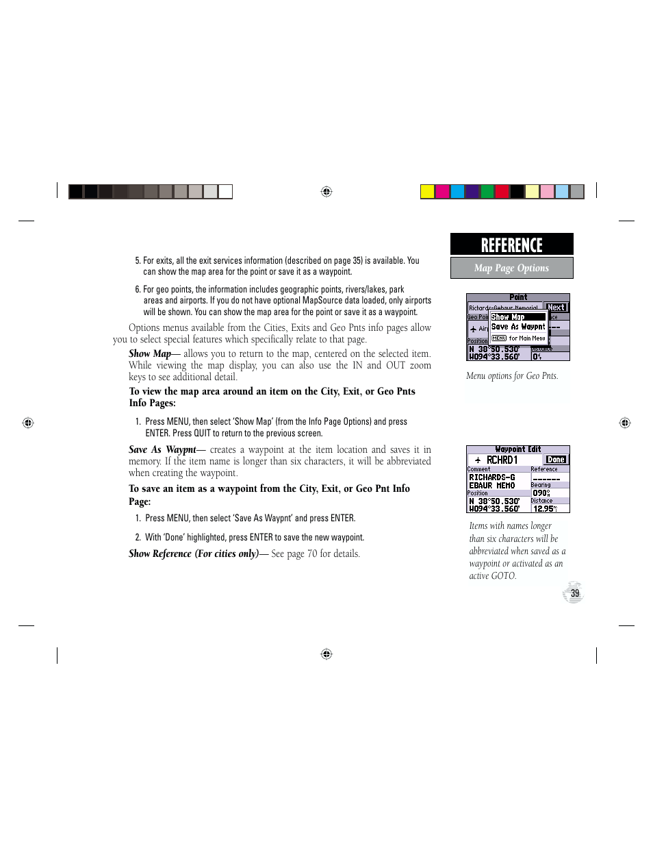 Reference | Garmin GPS III Plus User Manual | Page 49 / 114