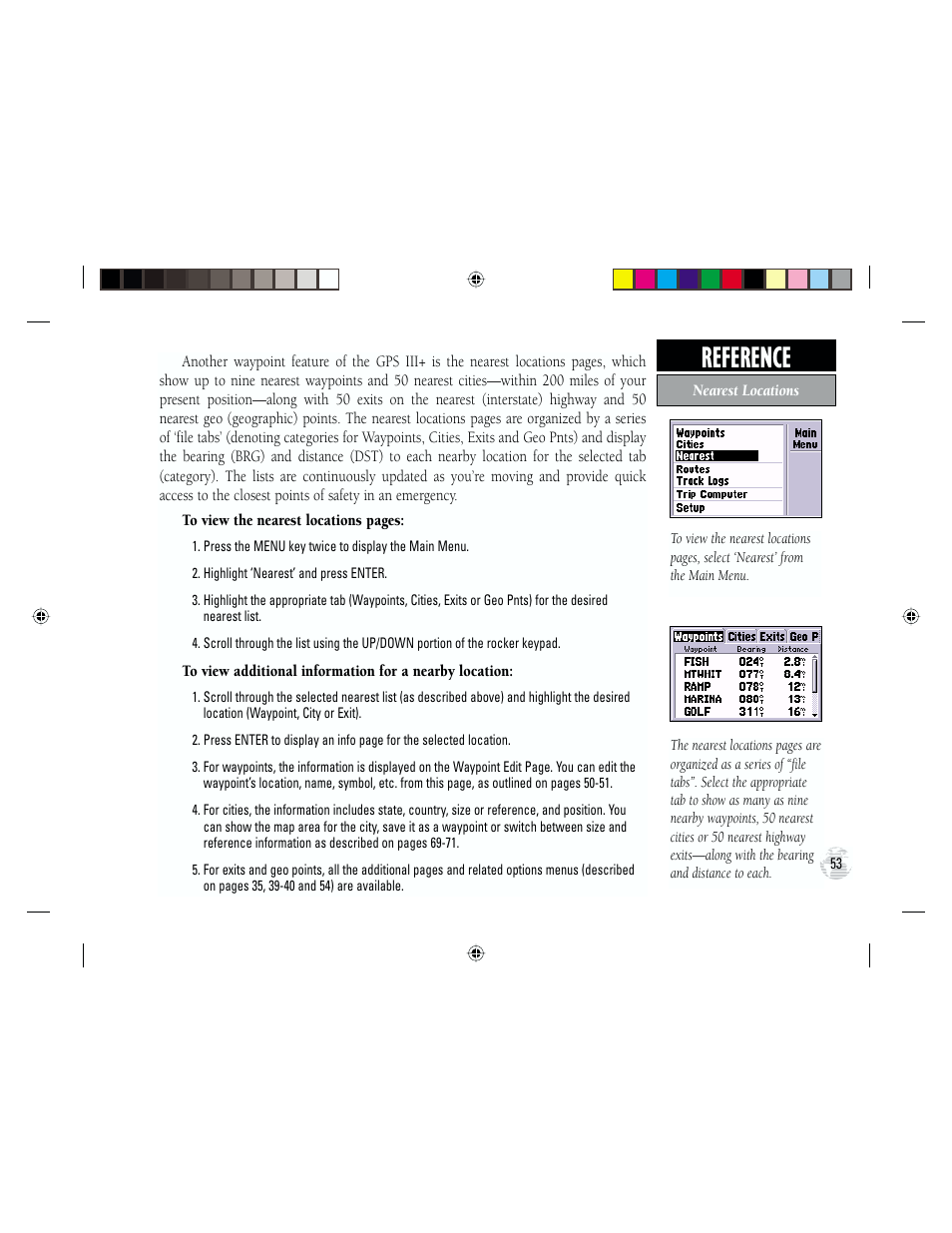 Reference | Garmin GPS III Plus User Manual | Page 63 / 114