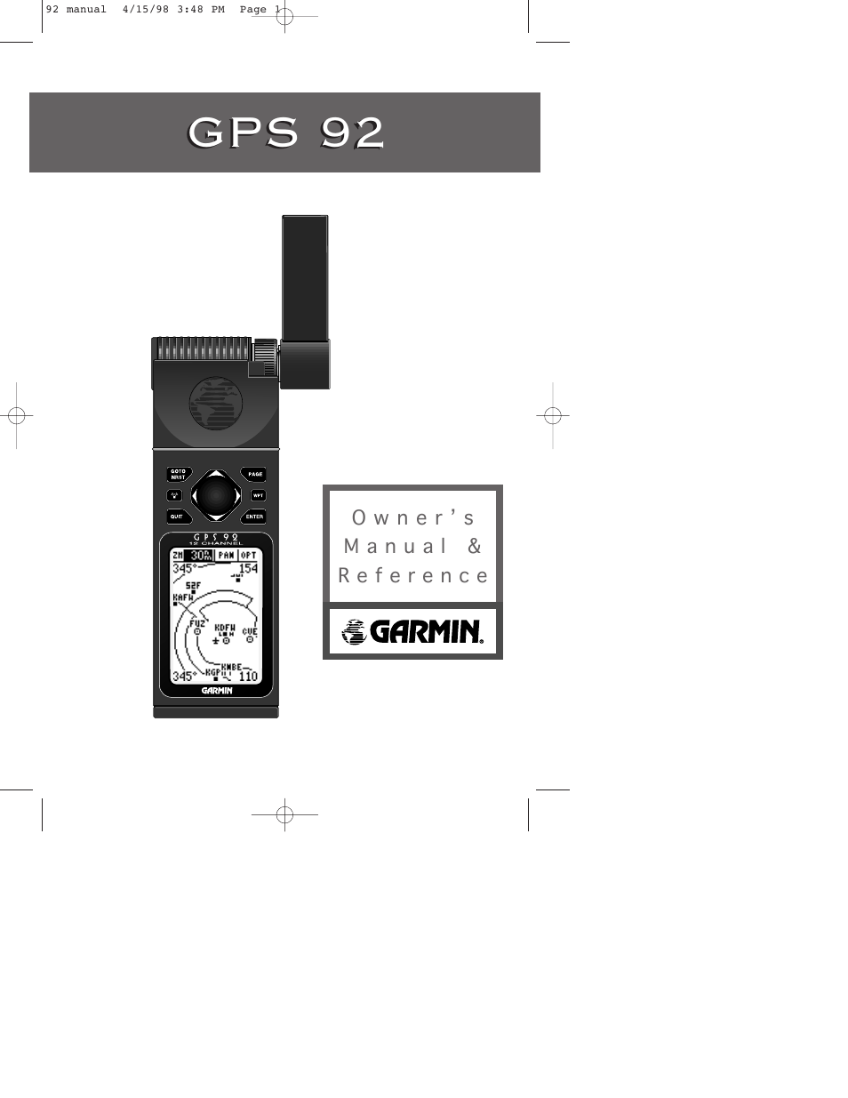 Garmin GPS 92 User Manual | 84 pages