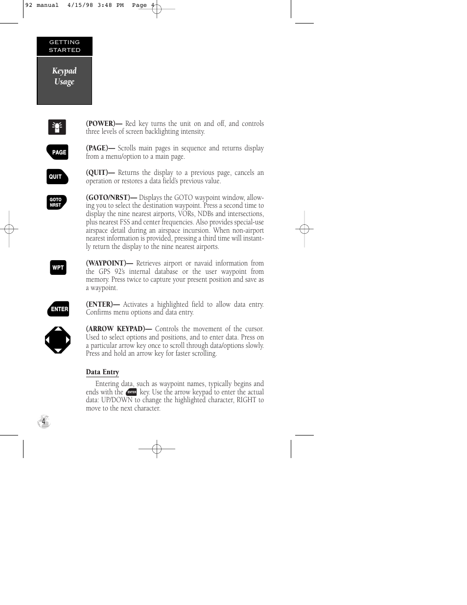 Pq g m e | Garmin GPS 92 User Manual | Page 10 / 84