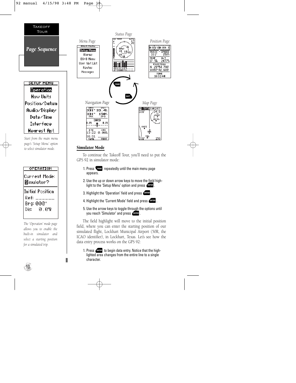 Page sequence | Garmin GPS 92 User Manual | Page 16 / 84