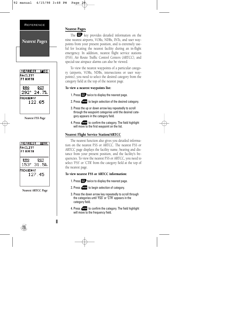 Nearest pages | Garmin GPS 92 User Manual | Page 34 / 84