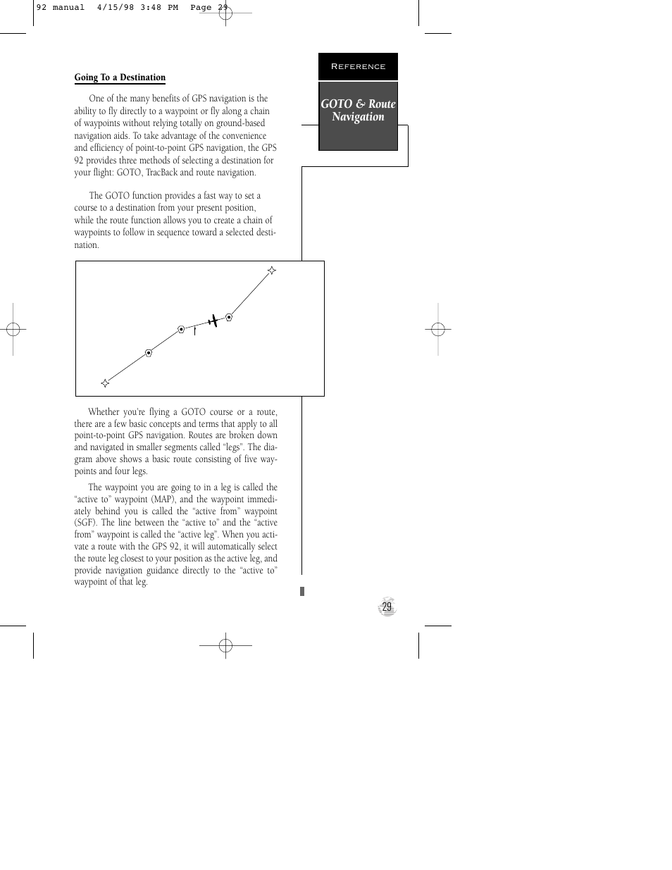 Goto & route navigation | Garmin GPS 92 User Manual | Page 35 / 84