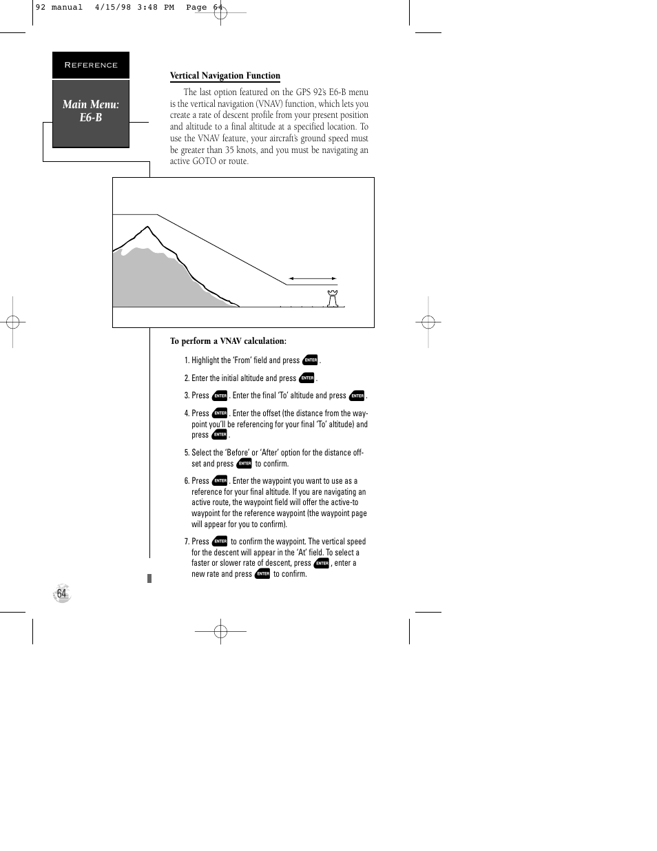 Main menu: e6-b | Garmin GPS 92 User Manual | Page 70 / 84