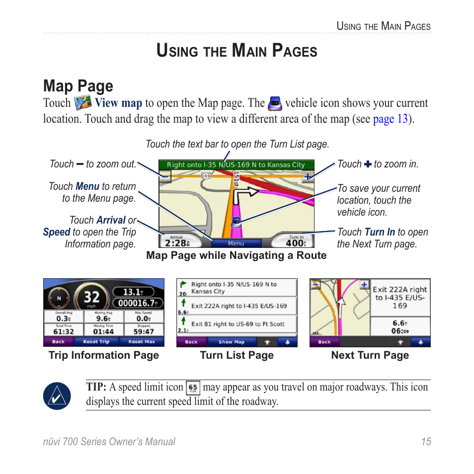 Map page | Garmin nuvi 780 User Manual | Page 21 / 66