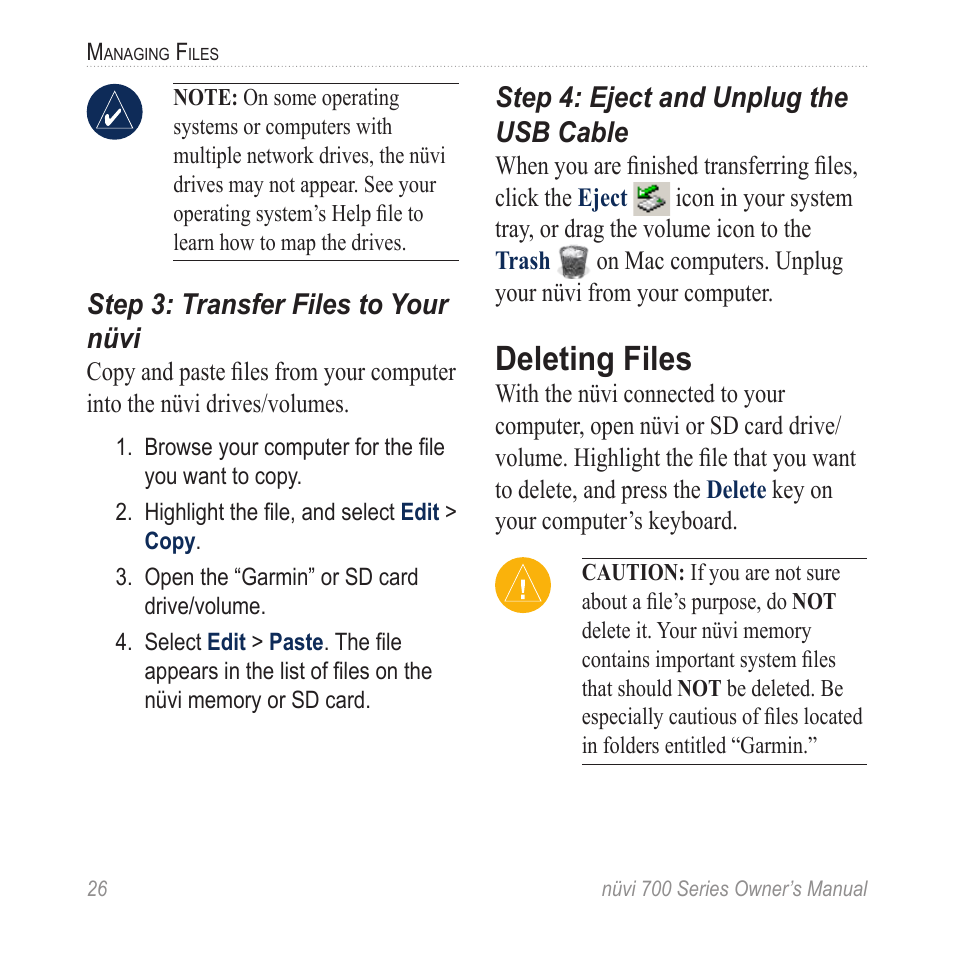 Deleting files | Garmin nuvi 780 User Manual | Page 32 / 66