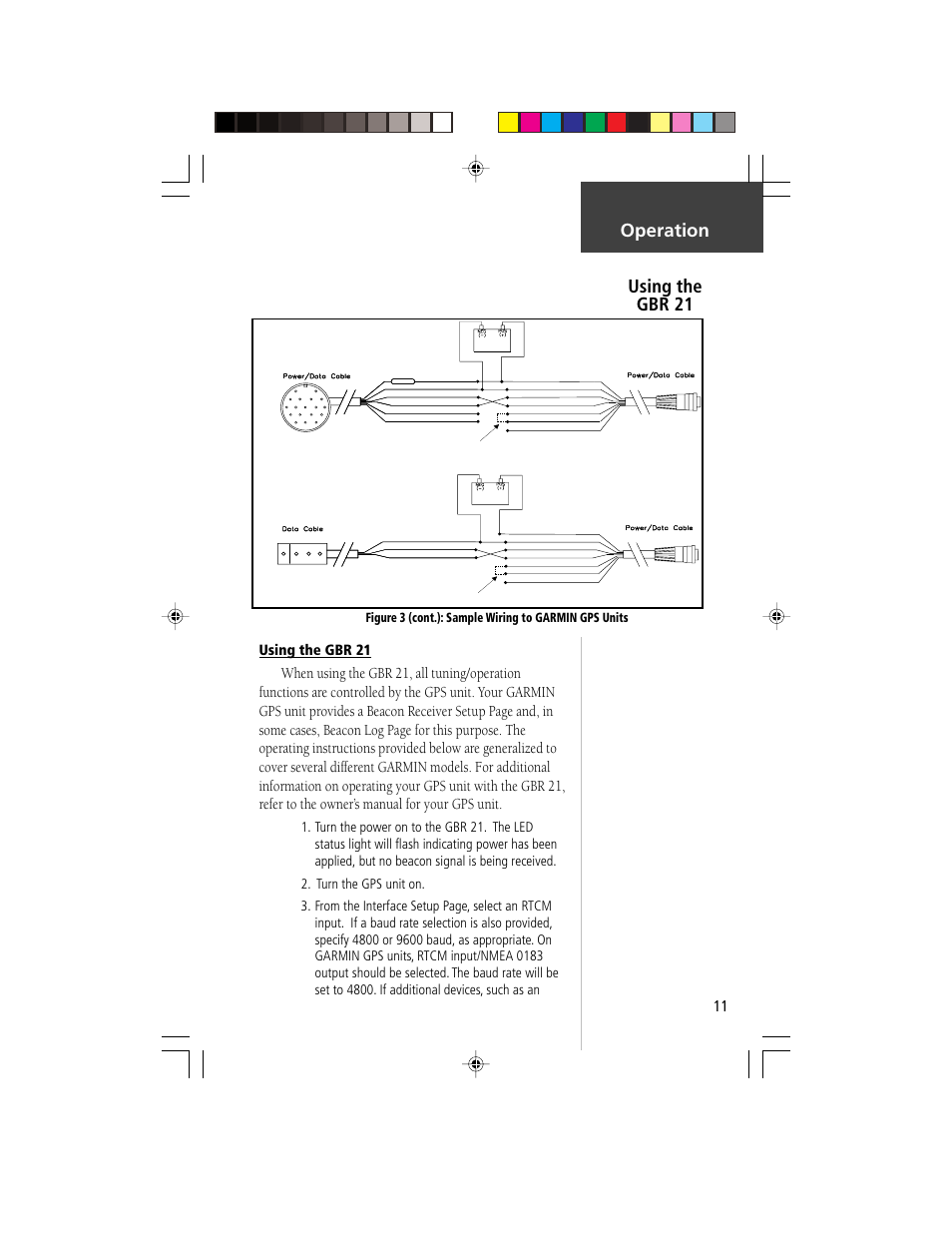 Operation using the gbr 21, Gbr 21, Units with 18 pin plug gbr 21 | Units with 4 pin, rectangle plug, Using the gbr 21 | Garmin GBR 21 User Manual | Page 13 / 24