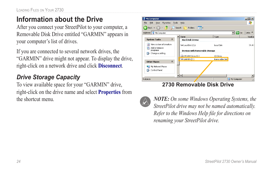 Information about the drive | Garmin StreetPilot 2730 User Manual | Page 32 / 68