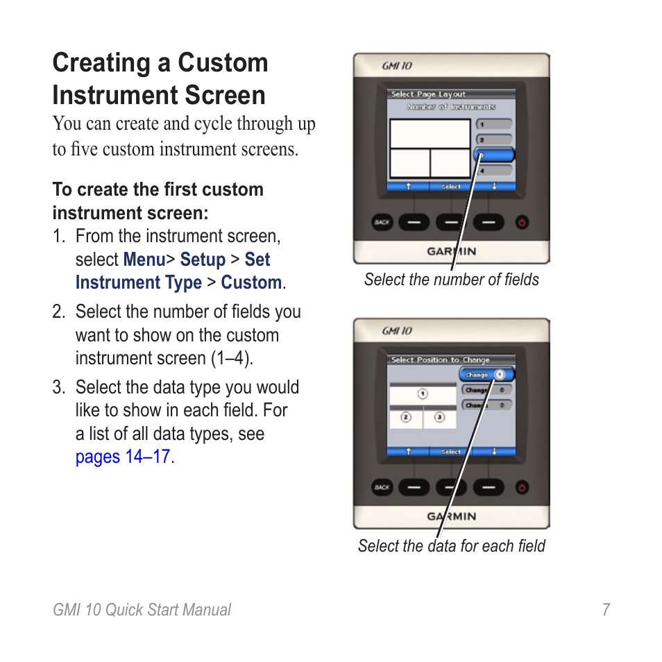 Creating a custom instrument screen | Garmin GMI 20 User Manual | Page 7 / 20