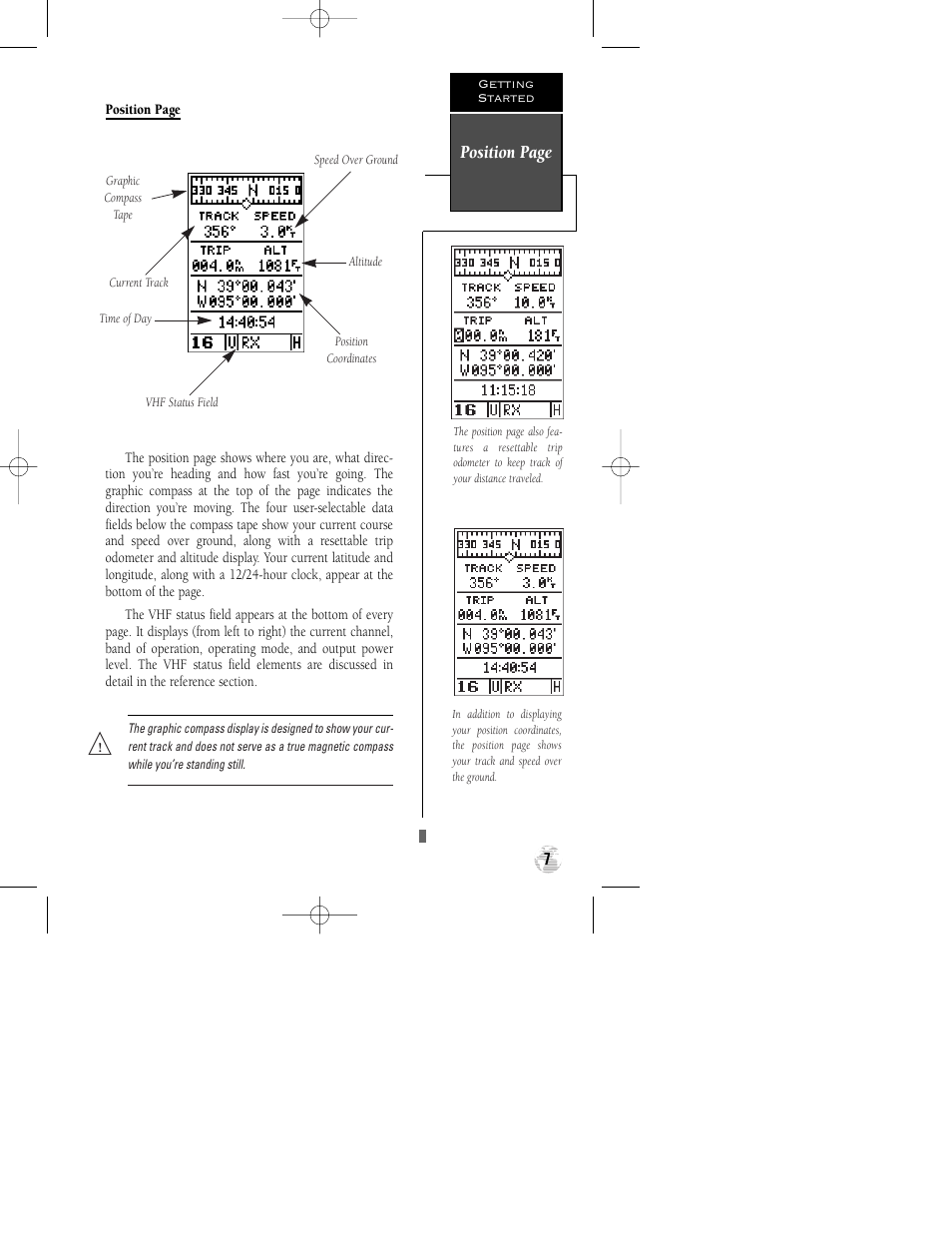 Position page | Garmin GPSCOM 170 User Manual | Page 12 / 88