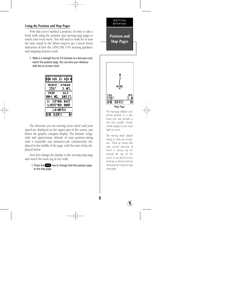 Position and map pages | Garmin GPSCOM 170 User Manual | Page 14 / 88