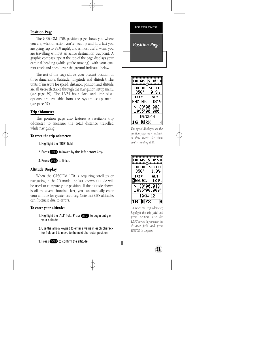 Position page | Garmin GPSCOM 170 User Manual | Page 26 / 88