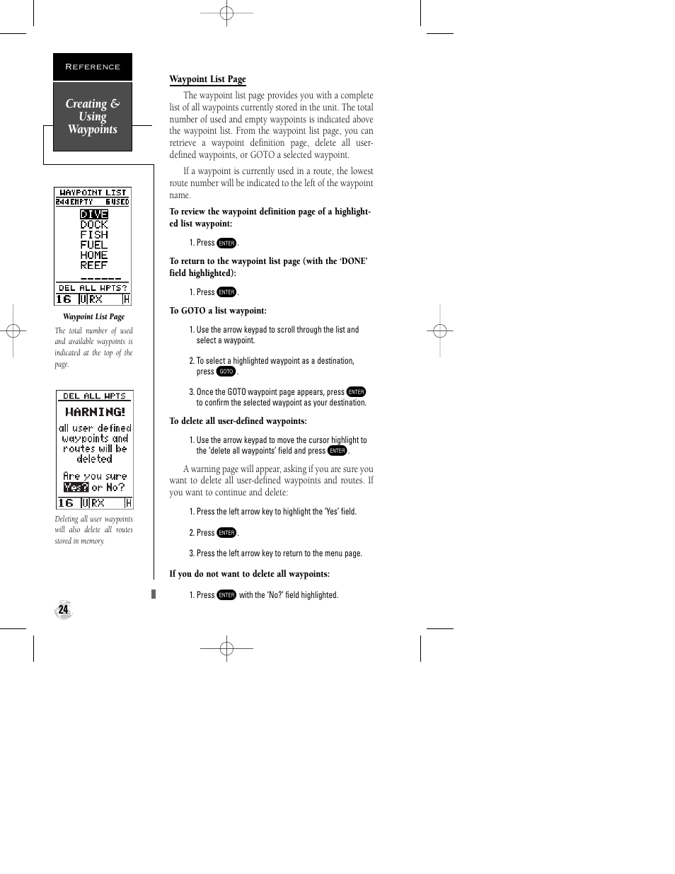 Creating & using waypoints | Garmin GPSCOM 170 User Manual | Page 29 / 88