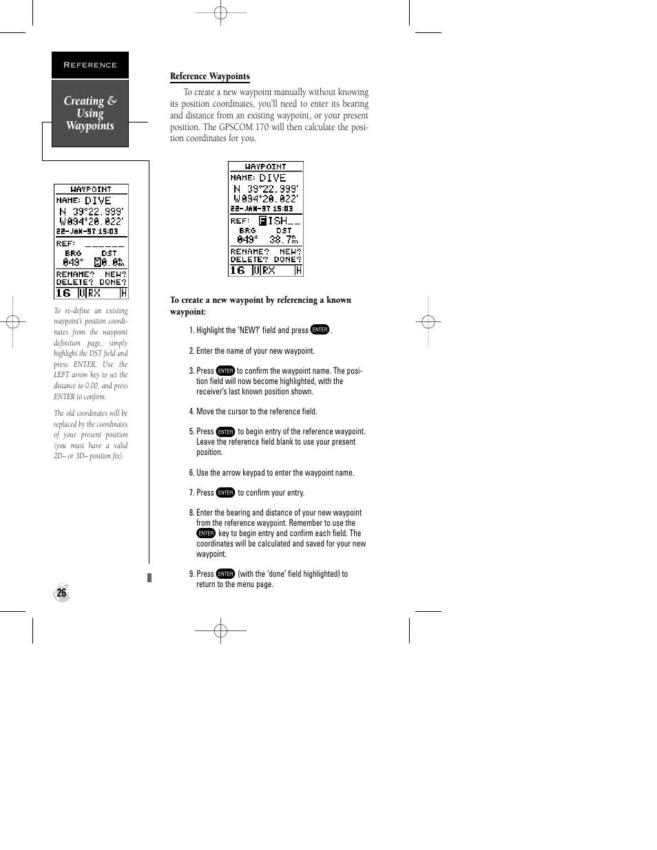 Creating & using waypoints | Garmin GPSCOM 170 User Manual | Page 31 / 88