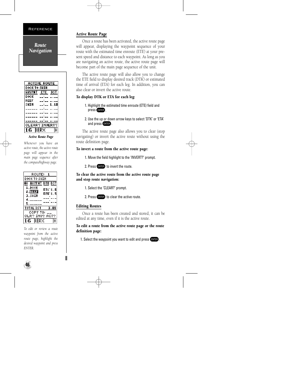 Route navigation | Garmin GPSCOM 170 User Manual | Page 51 / 88